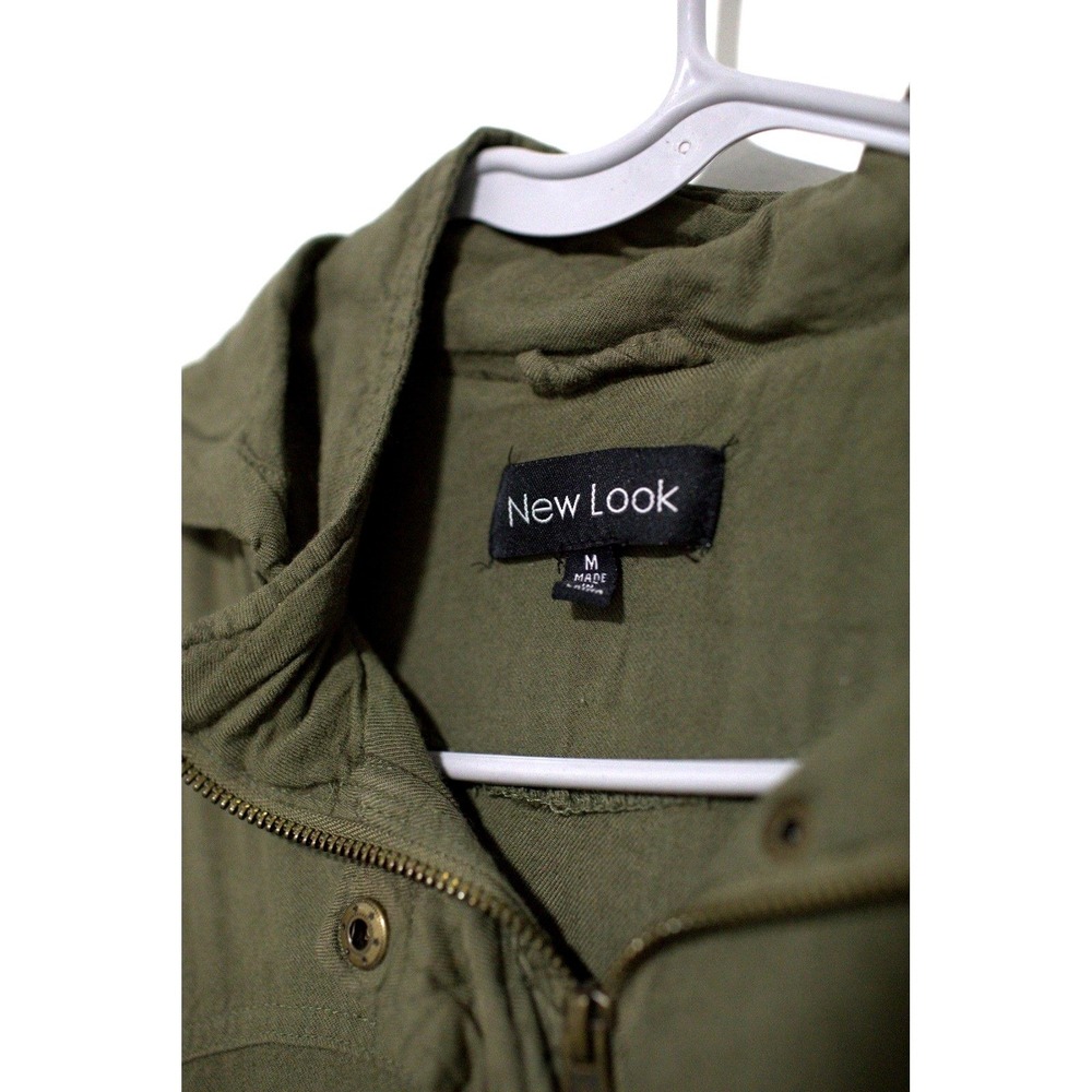 New Look Women Olive Green Utility Anorak Jacket Hooded Drawstring Waist Medium - Picture 5 of 6